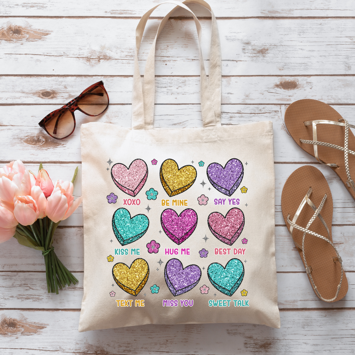 Candy Hearts Tote Bag