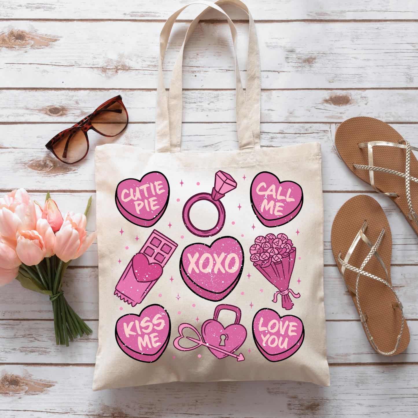 Pink Valentine Tote Bag