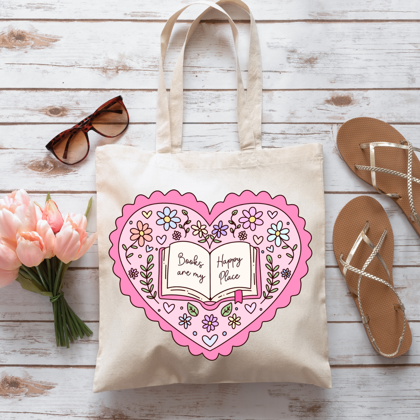 Pink Books Are My Happy Place - Tote Bag