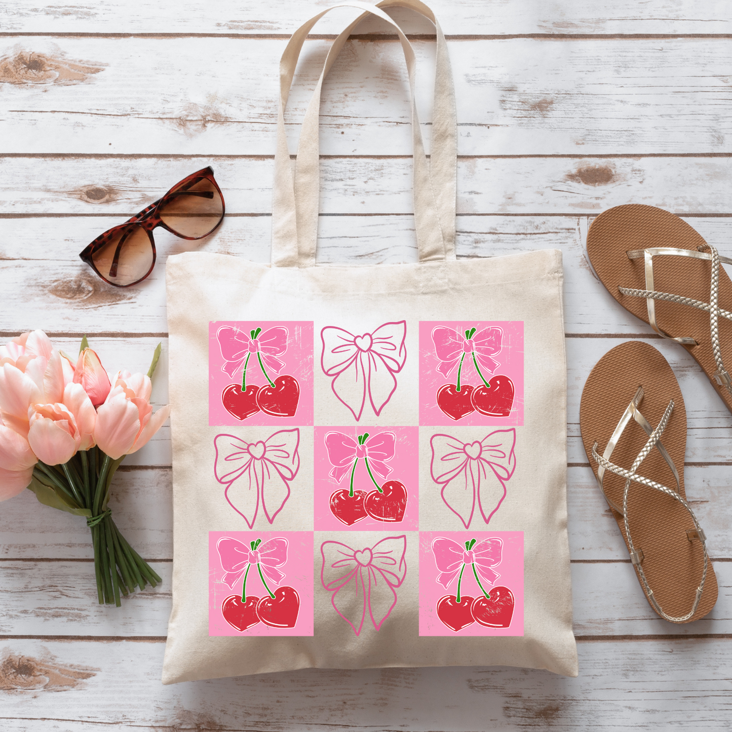 Coquette Bows and Cherries - Tote Bag