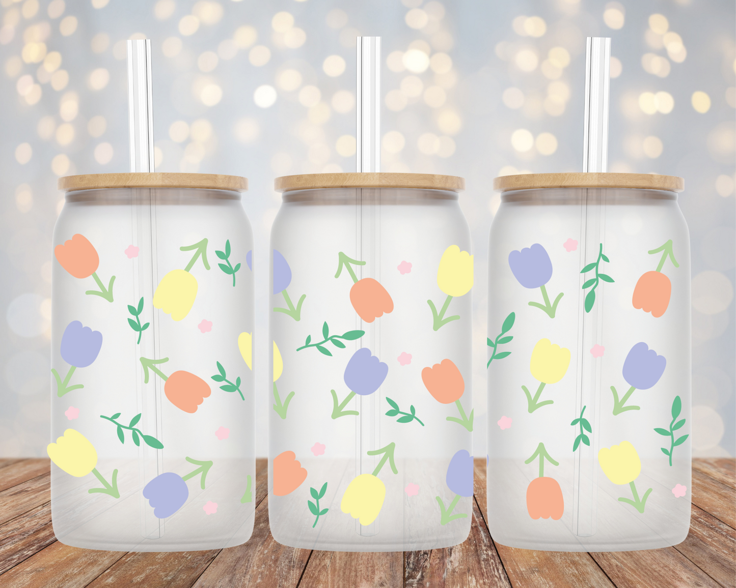 Tulips - Frosted Glass Mug