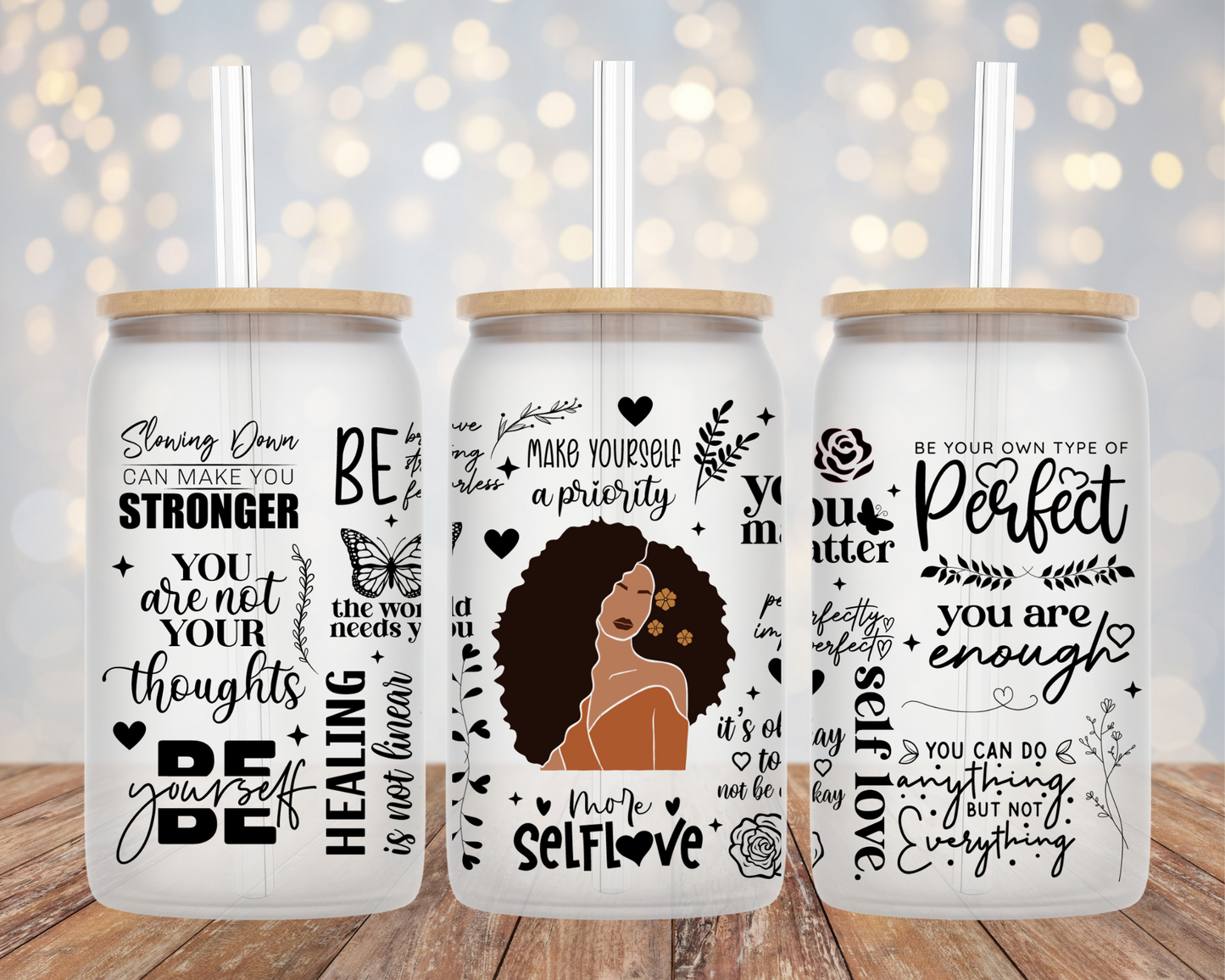 Boho Woman - Frosted Glass Cup