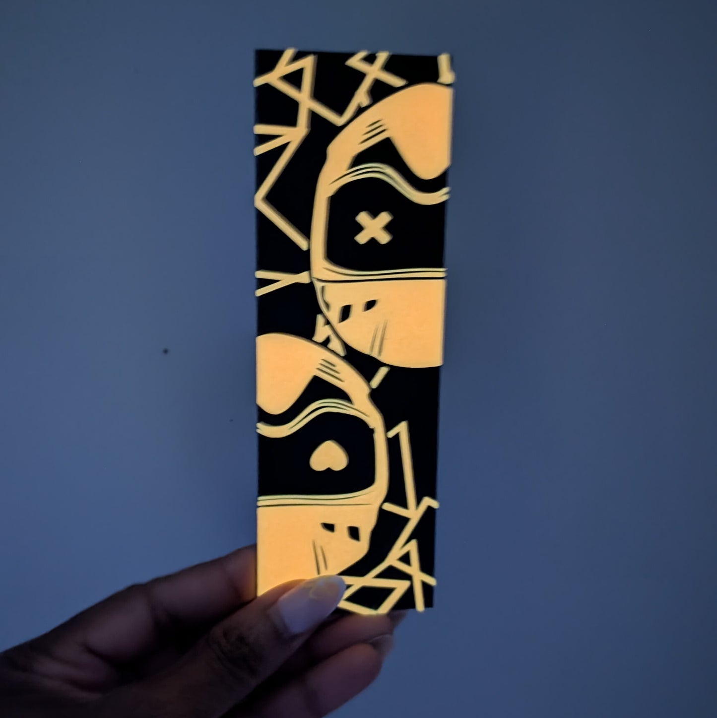 Mask glow in the dark bookmark