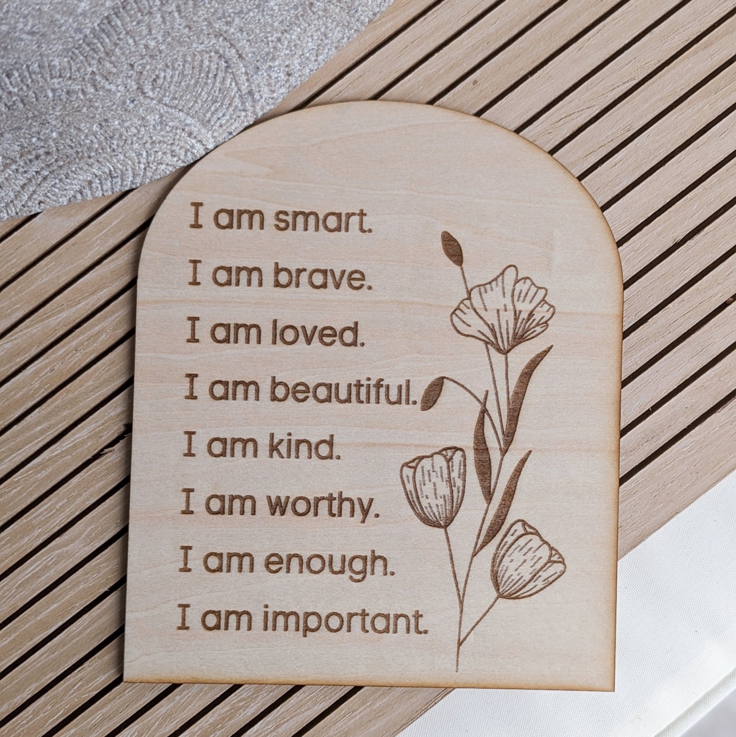 Affirmation Floral Sign - Wooden Arch Sign