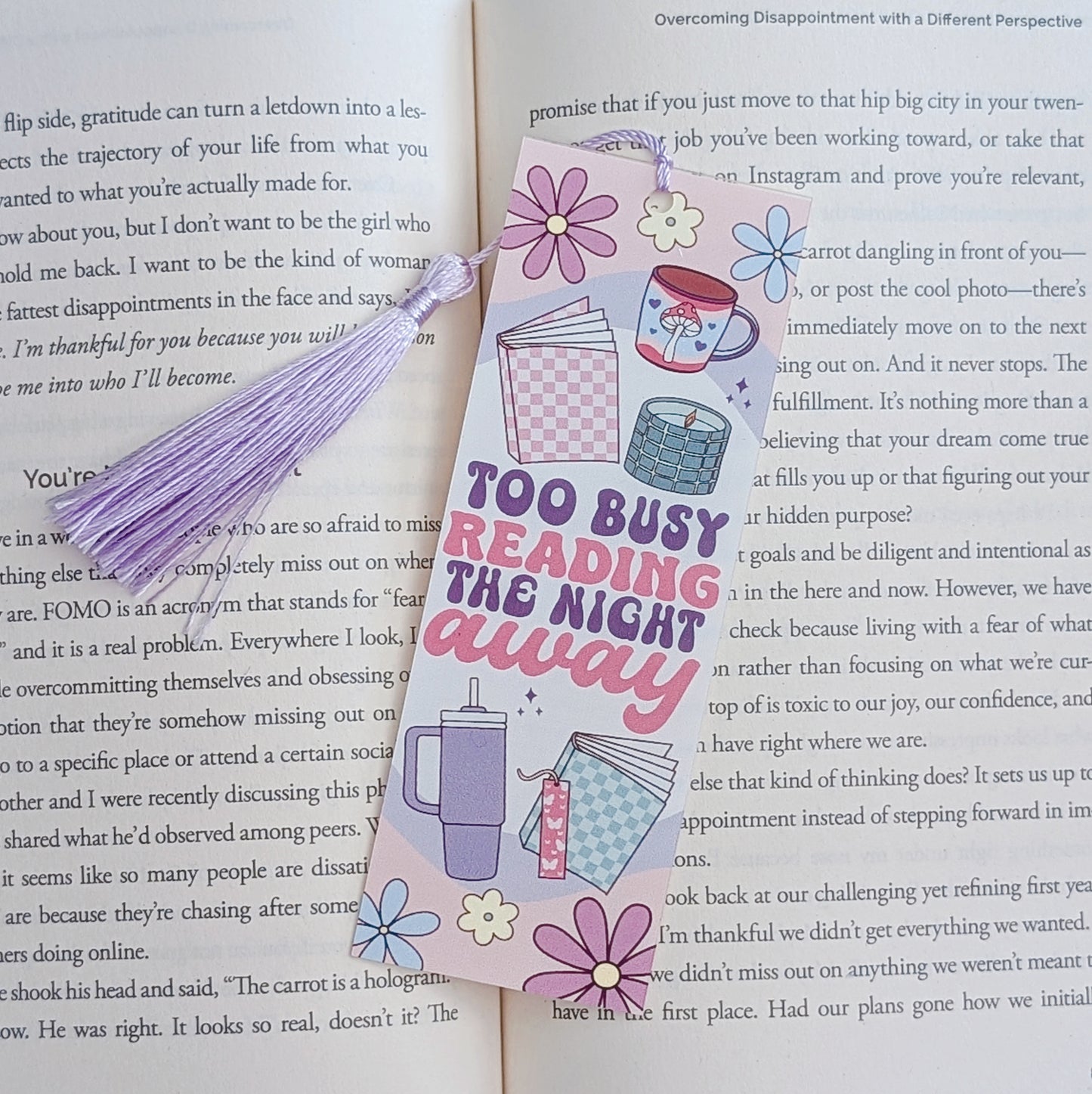 Too Busy Reading The Night Away - Book Mark
