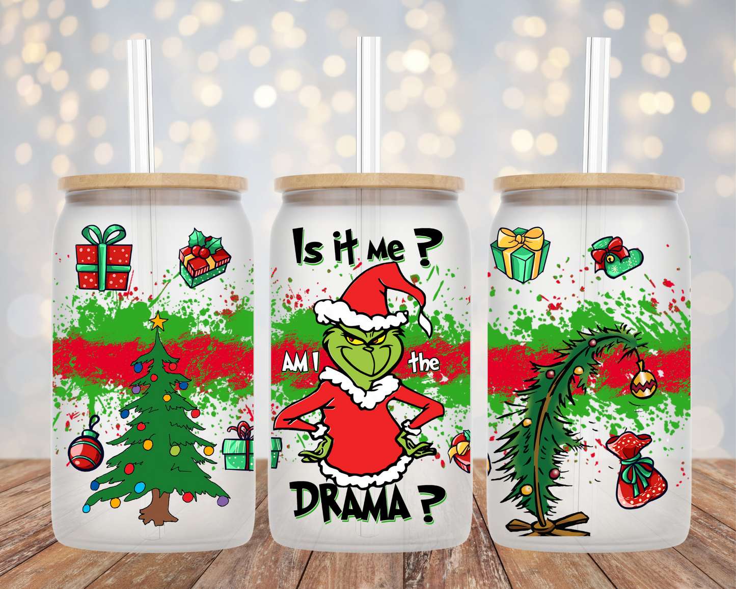 Grinch, Am I The Drama? - Glass Tumbler