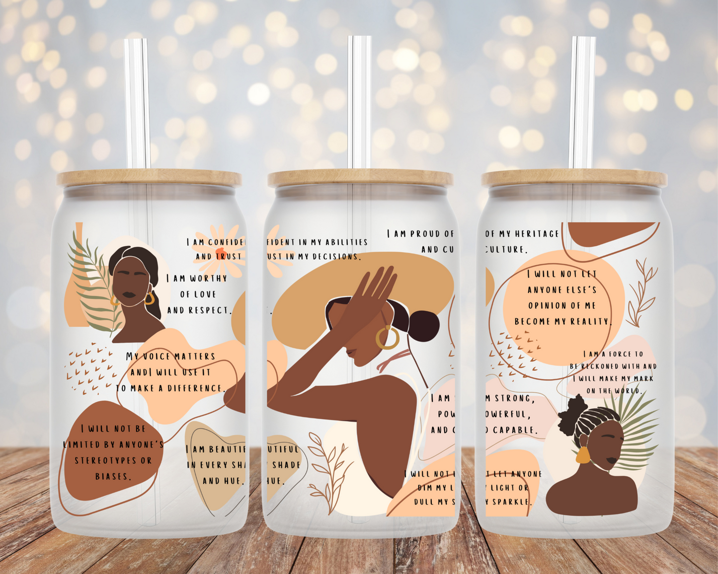 Black Women Positive Glass Tumbler