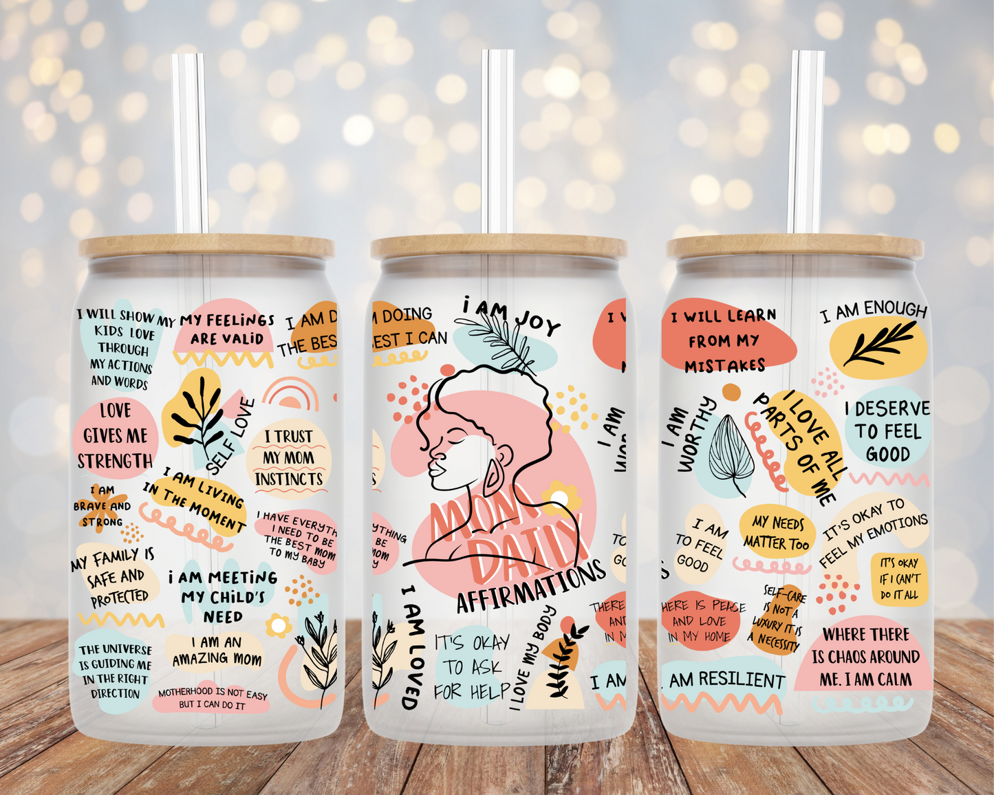 Black Mom Daily Affirmations - Glass Tumbler