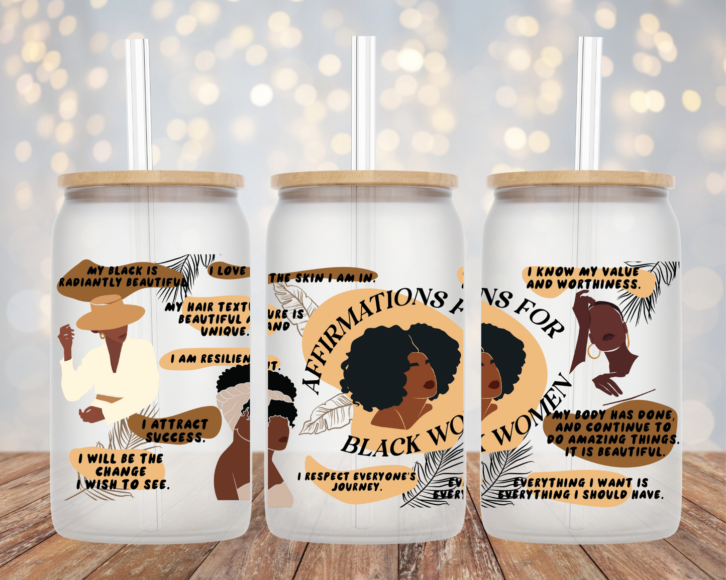 Affirmations for Black Women Glass Tumbler