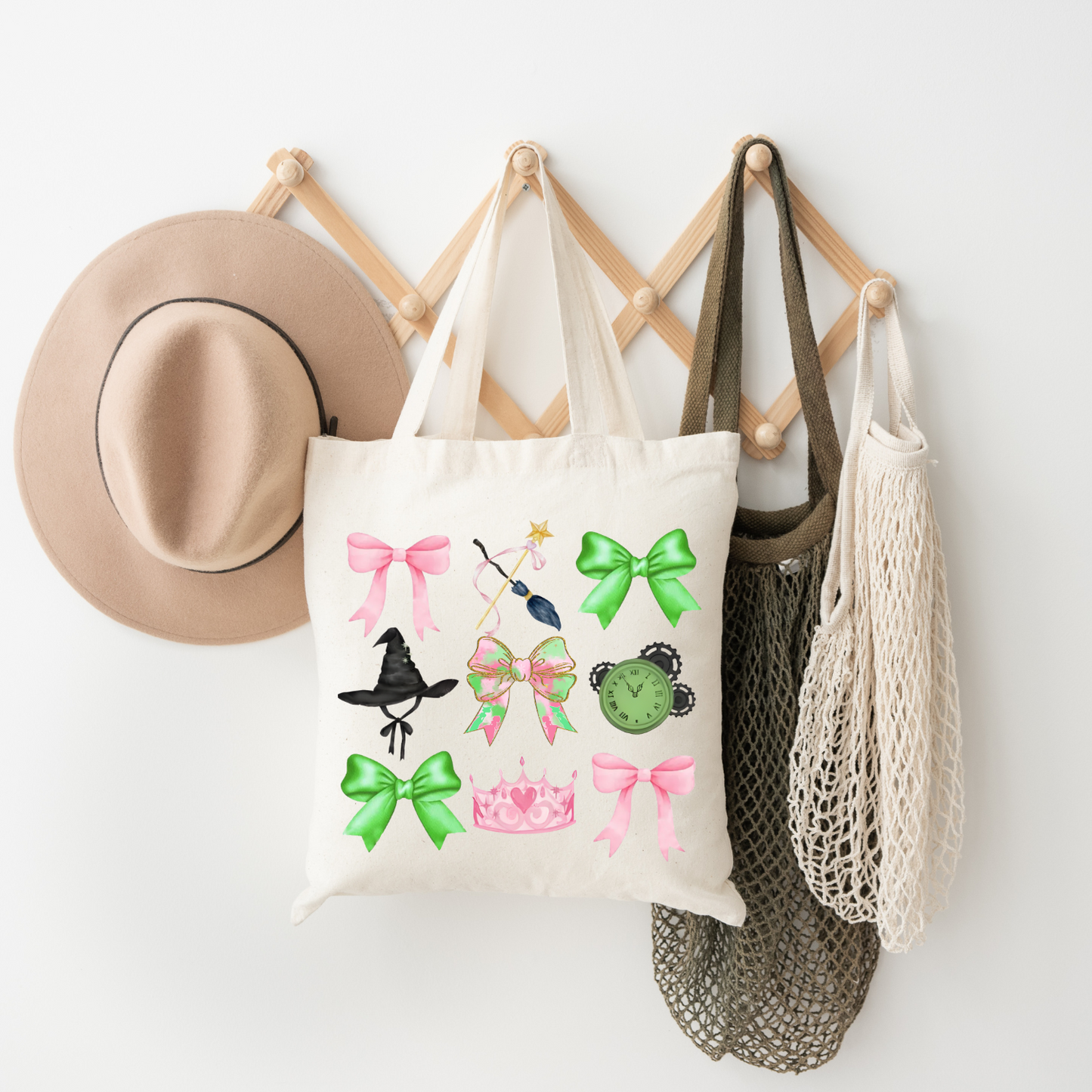 Green and Pink Bows - Tote Bag