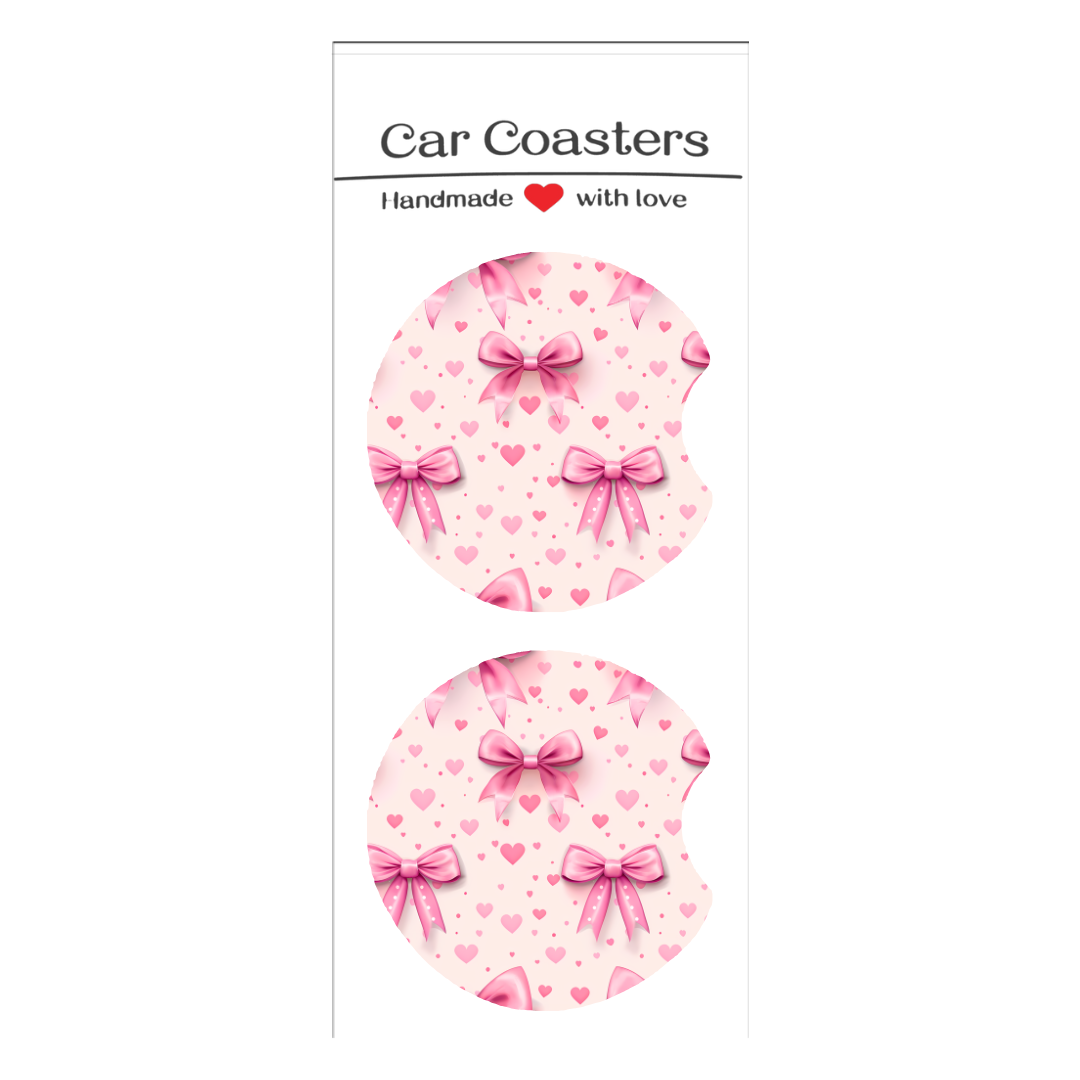 Pink Bows - Car Coaster