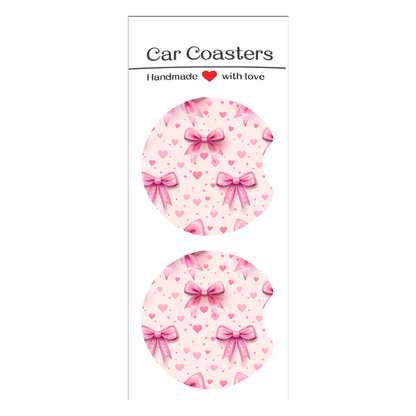 Pink Bows - Car Coaster