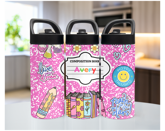 Personalized Kids Water bottle - Composition Book