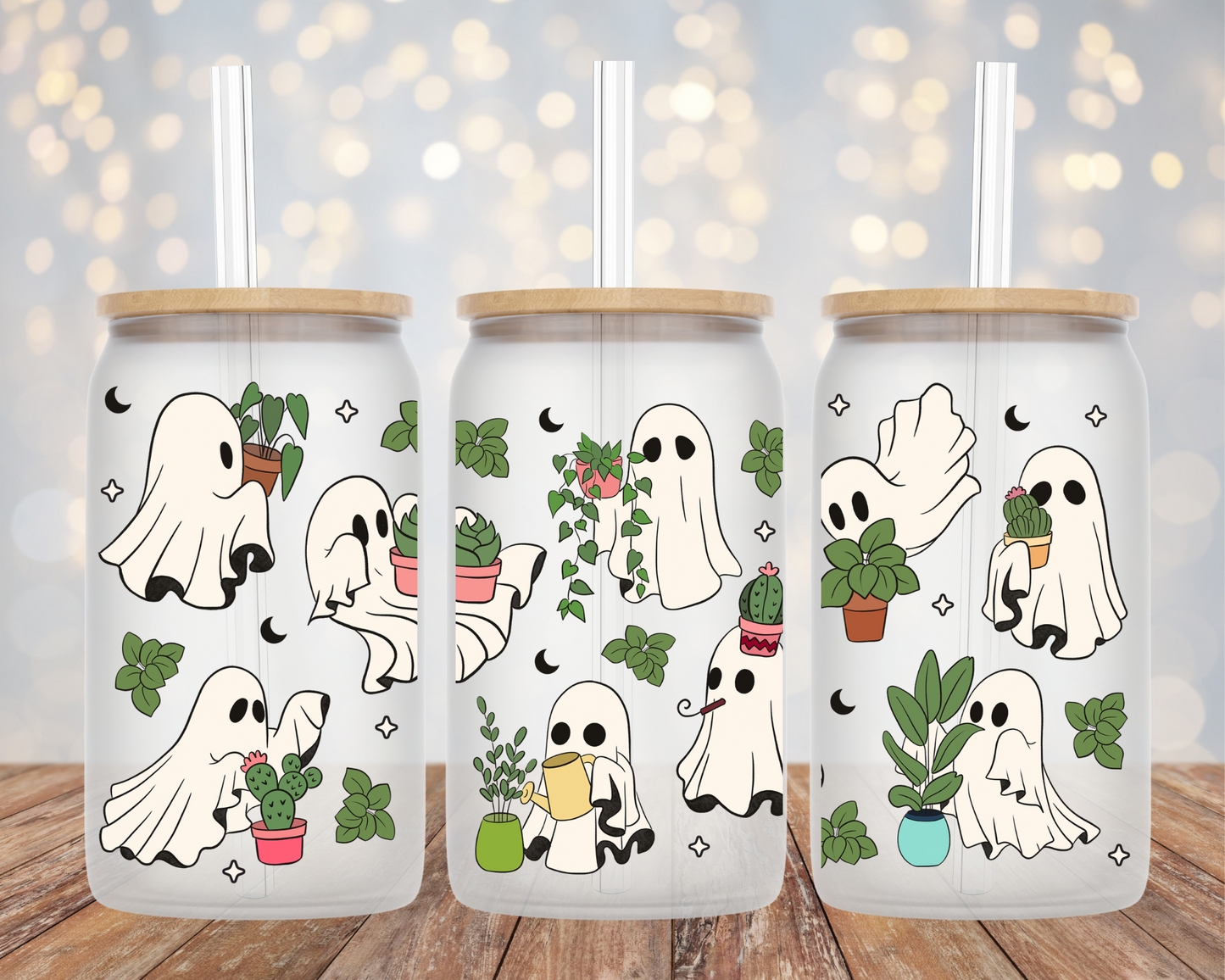 Cute Ghost Plants - Glass Cup