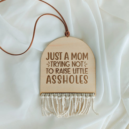 Just A Mom Trying Not To Raise Little Assholes - Car Charm
