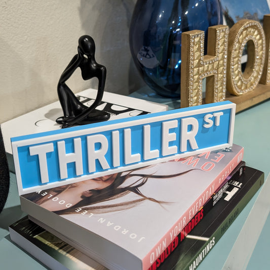 Thriller St - Book Shelf Sign