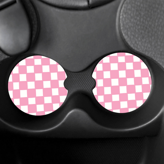 Checkered Pink - Car Coaster