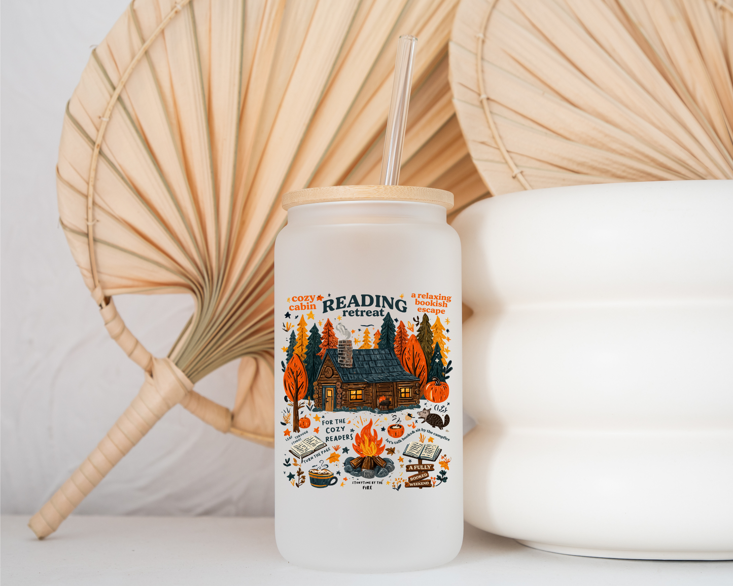 Reading Retreat - Frosted Glass Cup