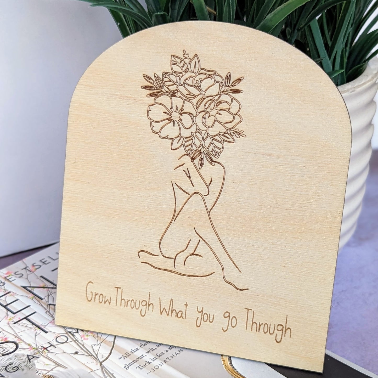 Grow Floral Woman - Wooden Arch Sign